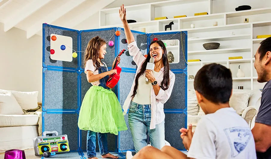 Let your kids build a performance stage with the family.