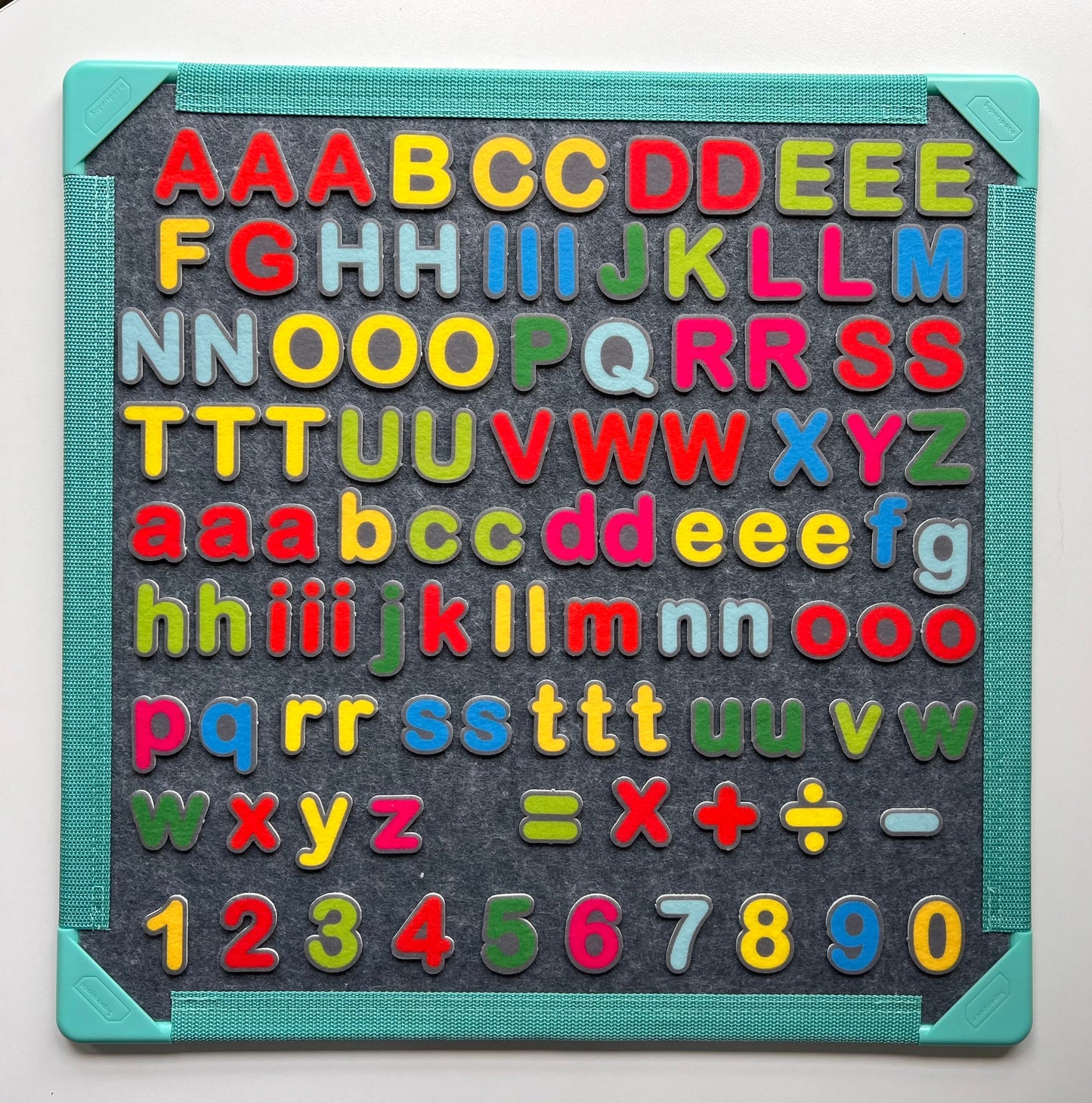 The Letters and Numbers pack by Superspace enhances creativity in the classroom and at home. The giant magnetic tiles are sold separately. 