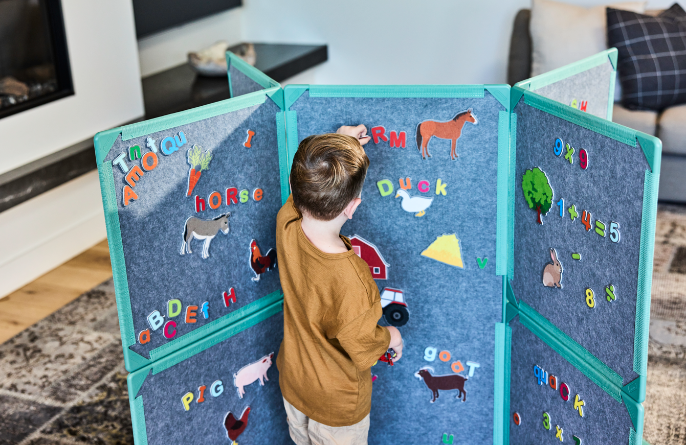 The Letters and Numbers pack by Superspace enhances creativity in the classroom and at home. The giant magnetic tiles are sold separately. 